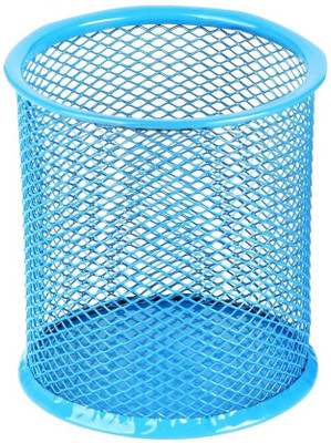 FRKB 1 Compartments Metal Blue Round Mesh Pen Stand Pencil Holder(Blue)