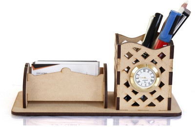 HOSTK 1 Compartments wooden pen stand(wooden cream)