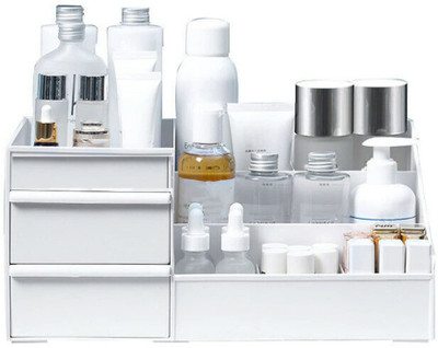 Charmpeak 7 Compartments Plastic Countertop Storage for Dressing Table & Stationery items(White)