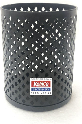 Kebica 1 Compartments Metal Mesh Tumbler with Mesh Visiting Card Holder Best Combo Pen Holder(Black)