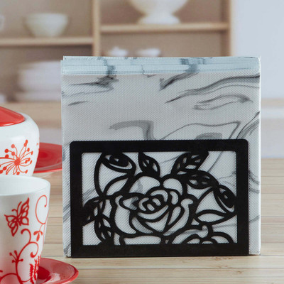 Kookee 1 Compartments Metal Tissue Paper Holder(Black)