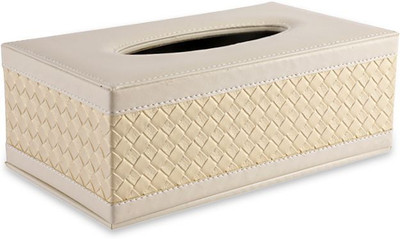 AARVIDECOR 1 Compartments Faux Leather Tissue Holder(Off-White)