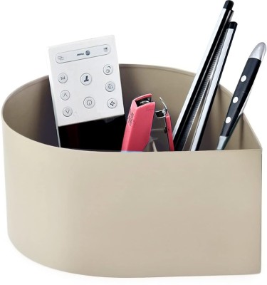 livingwithelan 3 Compartments Metal Drop Desk Organizer(Beige)