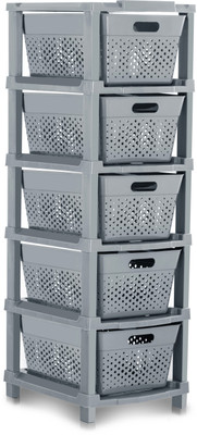 Pinkwhale 5 Compartments Plastic Modular Drawer(Grey)