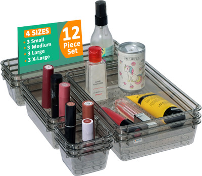 HOMESTIC 12 Compartments Acrylic Desk Organiser(Black)