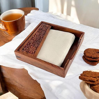 XWOOD 1 Compartments wood Napkin Holder(Brown)