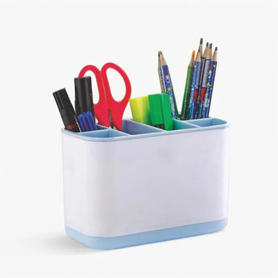 SAKO 6 Compartments Acrylonitrile Butadiene Styrene, Plastic Finish Desk Organizer(Blue)