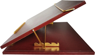 VeleSolv 4 Compartments Leather Height Adjustable Desk Laptop Stand | Writing Pad(Brown)