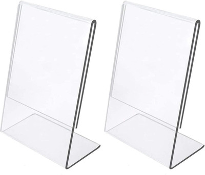 Ashani Creations 2 Compartments Acrylic 2pc QR Code scanner display stand sign paper holder for table shop A6 Size 6'x4'(Transparent)