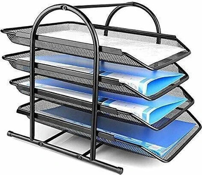 labh 4 Compartments Metal 4-Tier File Rack(Black)