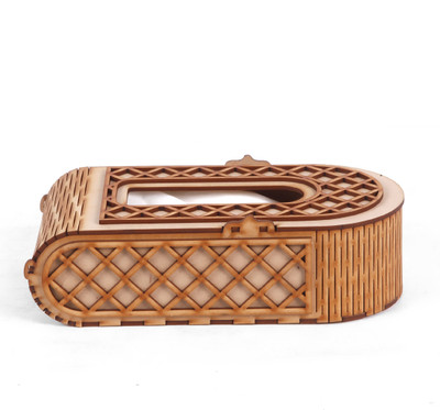 HOSTK 1 Compartments wooden Tissue Holder(Beige)