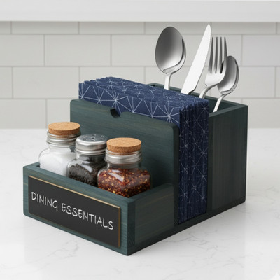 MTPackaging 3 Compartments Wood Napkin Holder(Green)