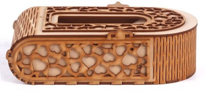 LAKHAJI 1 Compartments wooden tissue holder(Brown)