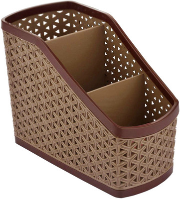 CRAZYGOL 4 Compartments Plastic Plastic Desk Organizer Helps keep the desk tidy and organized,making(Brown, Multicolor)
