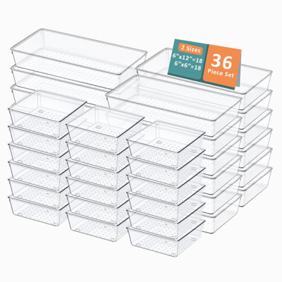 KUBER INDUSTRIES 36 Compartments Plastic Drawer Organizers(Transparent)