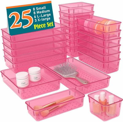 Nurah 25 Compartments Polypropylene (PP) Drawer Organiser(Pink)