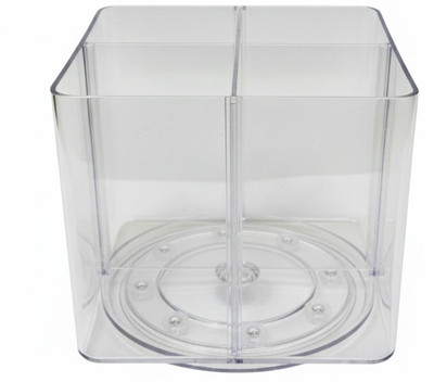 Manshu Enterprises 4 Compartments Clear Acrylic/Plastic Organiser, square-shaped spinning organizer Multi-purpose Design(Transparent)
