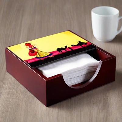 KOLOROBIA 1 Compartments Wooden Napkin Holder(Multicolor)