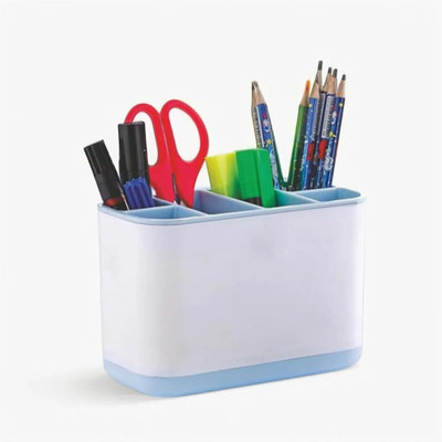 embraze 6 Compartments Acrylonitrile Butadiene Styrene Pen stand(Sky Blue)