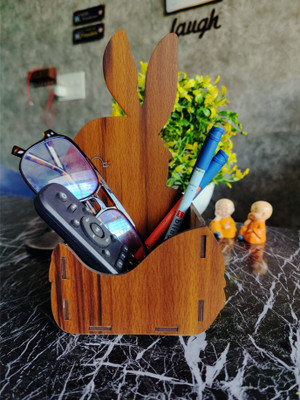 Brothers Creation 1 Compartments Wooden Desk Organizers(Brown)