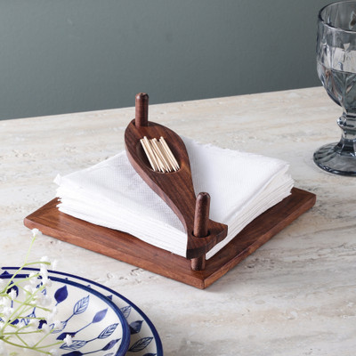 THE DECOR MART 1 Compartments Wood Tissue Box(Brown)