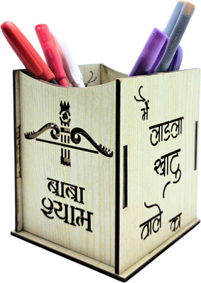 Rahnt international 1 Compartments Wooden khatu Shyam Ji (BABA SHYAM ) Pen/Pencil Stand Scriptum(White)