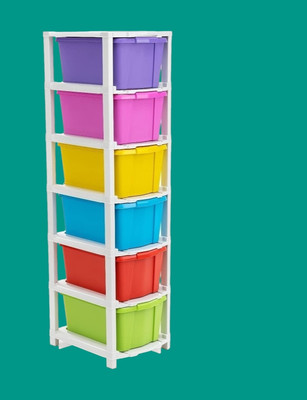 Pinkwhale 6 Compartments Plastic Modular Drawer(Multicolor)