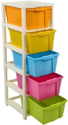 Pinkwhale 5 Compartments Plastic Modular Drawer(Multicolor)