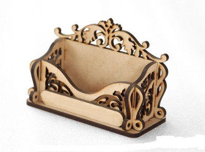 JAI SHRI 1 Compartments wooden desk organizer pen sstand card holder(Brown)