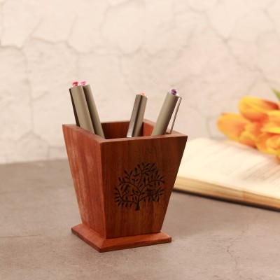 Unravel India 1 Compartments Sheesham Wood Pen Holder(Brown)