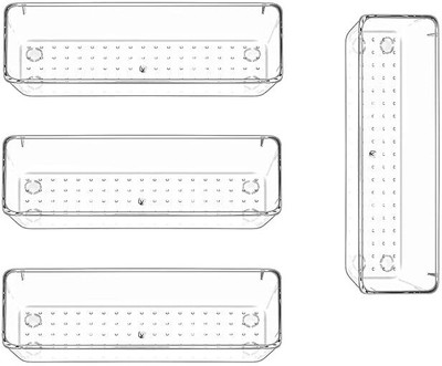 Lifewit 4 Compartments Plastic Drawer Organizer(Clear)