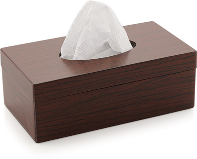 Nabhya 1 Compartments Plastic Tissue Storage Box with Rectangle Shape Plastic Tissue Box Holder(Brown)