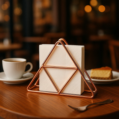DecorGenie 1 Compartments Iron Napkin Holder(Rose Gold)