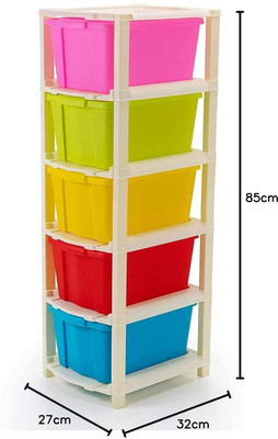Hirthstore 5 Compartments Plastic Cabinet(Multicolor)