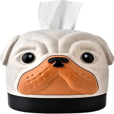 4MYL 1 Compartments Plastic 3D Dog Shape Tissue Box Holder Desktop Napkin Organizer for Car, Home, Kitchen(Multicolor)