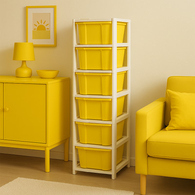 MAXTID 6 layer Yellow Multipurpose Storage Organizer/Space-Saving Foldable Wardrobe Box Vanity Box(Yellow)