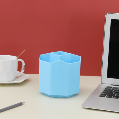 The Procure Store 5 Compartments Plastic Pen Stand(Blue)