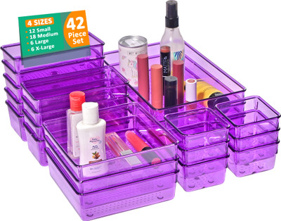 HOMESTIC 42 Compartments Acrylic Desk Organiser(Black)