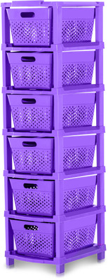 ELINZA 6 Compartments Plastic New Multipurpose Drawer, Storage Organizer For Office & Home(Purple)