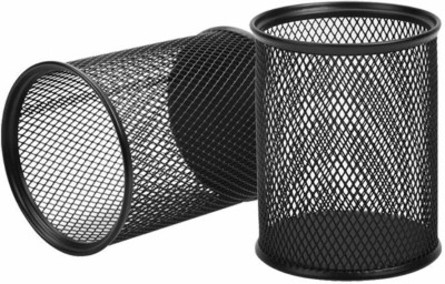 FRKB 1 Compartments Metal Mesh Pen Stand 2Pc(Black)