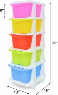 Prizam 5 Compartments Plastic Chest of Drawers(Multicolor)