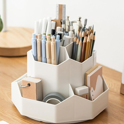 Groffy 9 Compartments Plastic Desk Organizer(White)