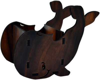 Anita 1 Compartments Wood Machali Pancil Stand(Brown)