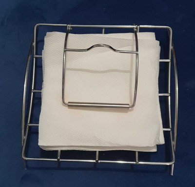 Matfa 1 Compartments Stainless Steel Chrome Plated Tissue Paper Holder | Napkin Stand | Napkin Holde(Silver)