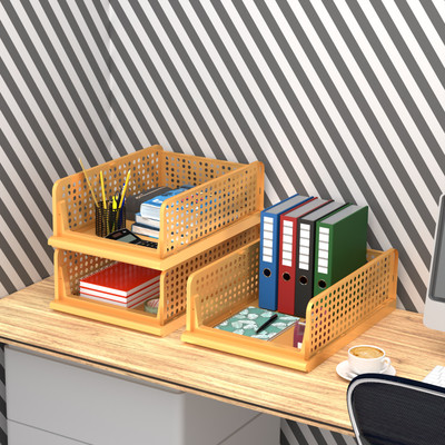 KUBER INDUSTRIES 3 Compartments Plastic Desk Organizers(Ivory)