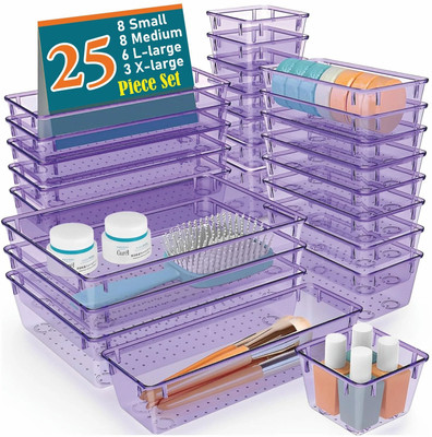 Nurah 25 Compartments Plastic Drawer Organiser(Purple)