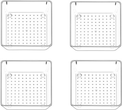 Zeinwap 4 Compartments Plastic, Acrylic Square Drawer Tray(Clear)