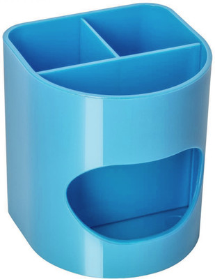 AccuPrints 4 Compartments Plastic Desk Pen, Pencil and Other Stationery Organiser Holder Use at Office, School(Blue)