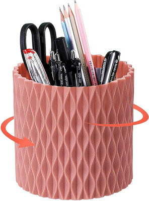 Zumie 5 Compartments Plastic Rotating Pen Pencil Holder For Desk, Multipurpose Pen Holder For Home & Office(Multicolor)