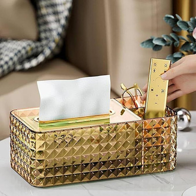 UniqueVisual 2 Compartments Acrylic Tissue Box Holder(Multicolor)